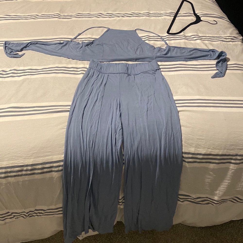 Light blue two piece jumpsuit